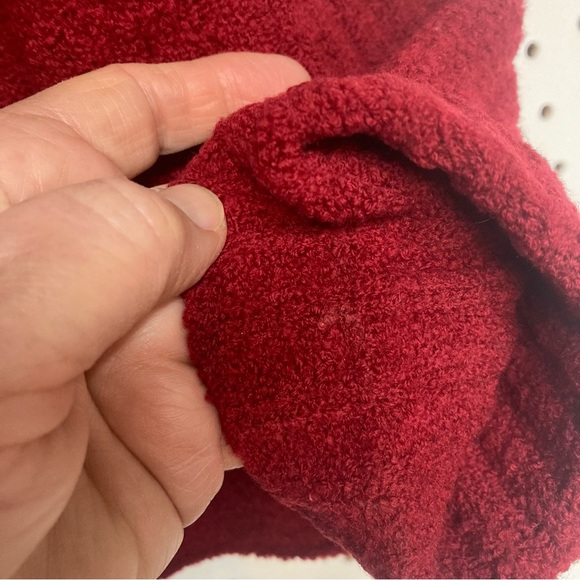 Eileen Fisher Rich Red Wool Blend V-Neck Sweater XL minor spots at cuff - Picture 9 of 14